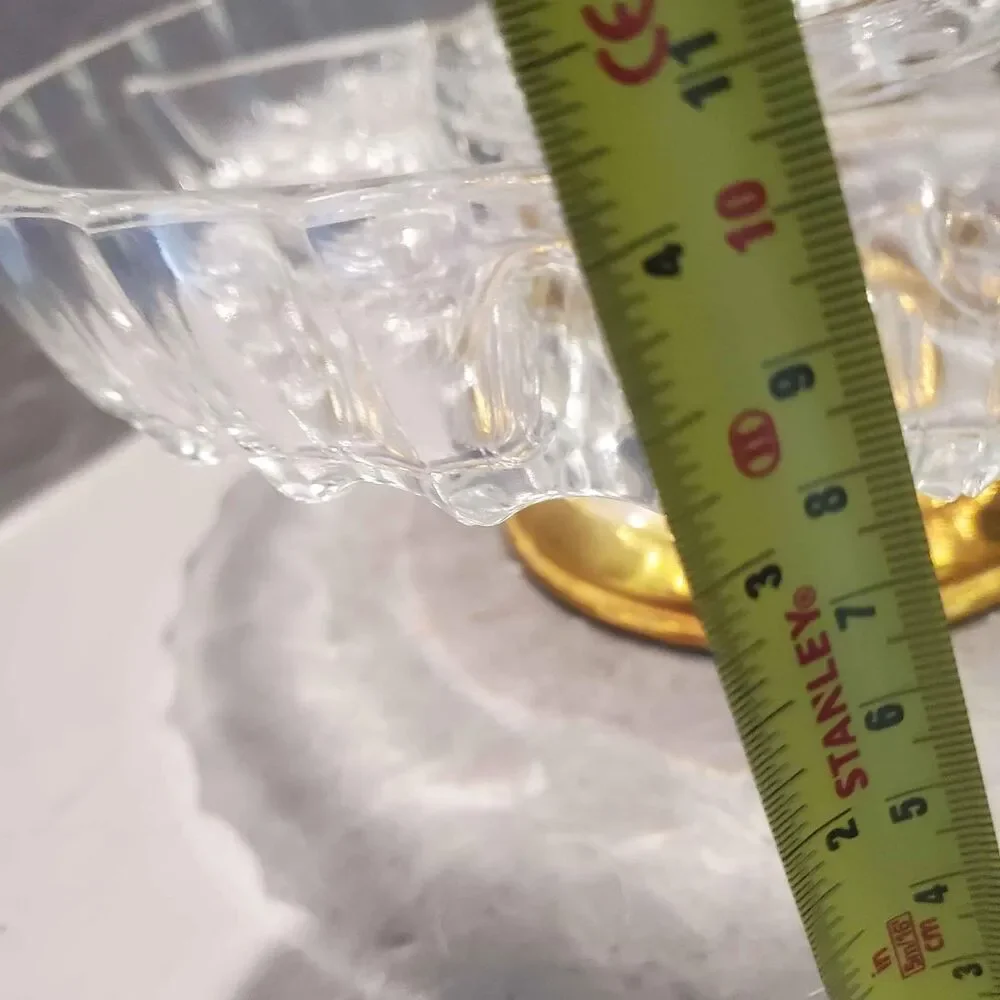Glass and Gold Divided Pedestal Footed Dish 10